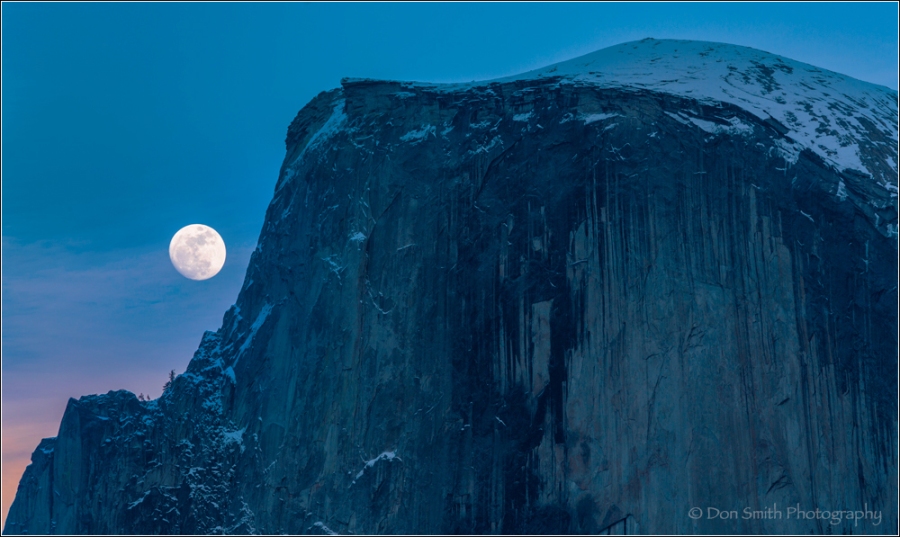 Full moon and Half Dome